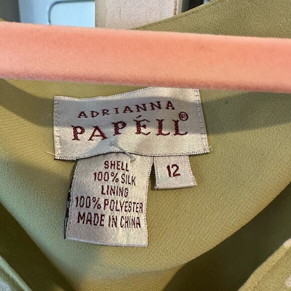 Adrianna Papell Y2K Green Polka Dot Silk Boho Romantic Feminine Midi Dress 12 - Picture 12 of 12